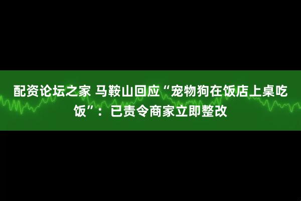 配资论坛之家 马鞍山回应“宠物狗在饭店上桌吃饭”：已责令商家立即整改